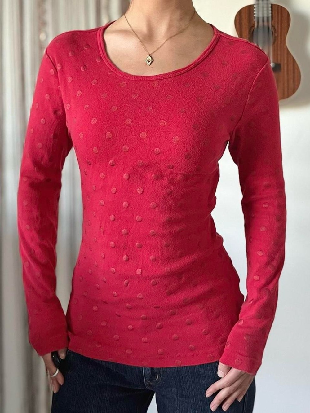 faded glory polka dot long sleeve top